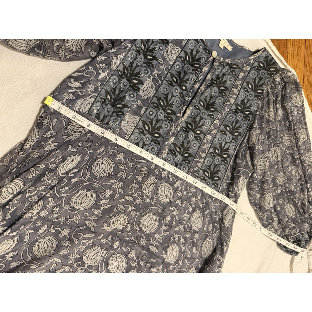 Marea by Liz Joy Womens Small Maxi Dress Dusty Blue Indian Block Print GUC - Picture 13 of 15